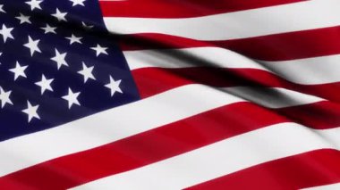ABD Ulusal Bayrağı 'nın 4 Temmuz bayrağı rüzgâr dokusunda dalgalanıyor, Amerikan bayrağı. 4K 3D Grunge ABD bayrağının dalgalanan videosu
