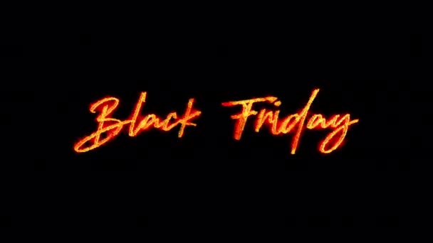 Φωτιά Κείμενο Έγκαυμα Του Black Friday Word Χρυσαφένιος Φωτισμός Λάμψης — Αρχείο Βίντεο