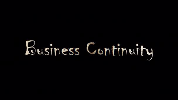 Burn Text Von Business Continuity Wort Der Goldene Glanz Beleuchtung — Stockvideo