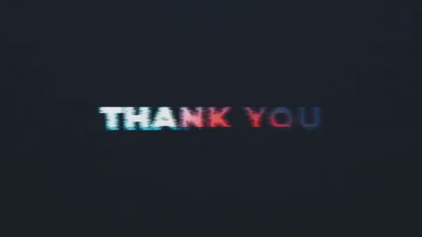 Thank You Colorful Text Glitch Effect Loop Title Black Background — Stock Video