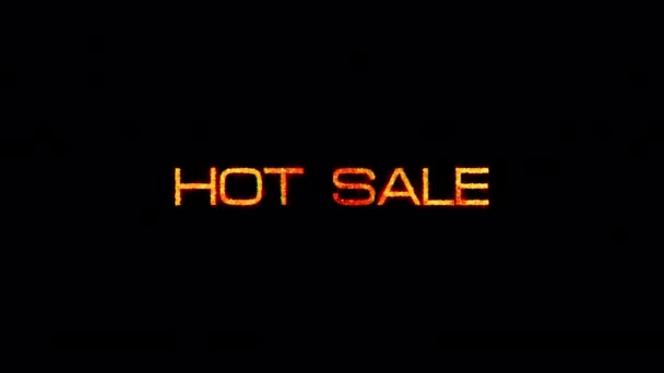 Feuer Verbrennen Text Von Hot Sale Word Das Goldrote Leuchten — Stockvideo