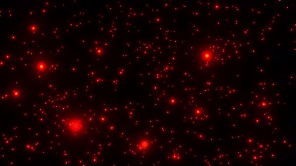 发光的红色粒子落在黑色的背景上 3D动画 燃烧着炽热的橙色火焰燃烧的灰烬颗粒 可用于覆盖您的项目 — 图库视频影像