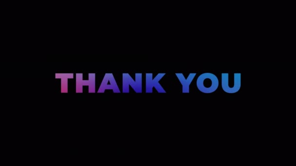 Thank You Colorful Text Flashing Effect Loop Title Black Background — Vídeo de Stock