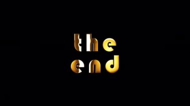 Altın ışık efektli son altın metin döngü animasyonu. 4K 3D illüstrasyon The End başlık hareketi QuickTime Alpha Channel ProRes 4444 efekt elementi kullanılarak izole edilmiş altın kelime. 