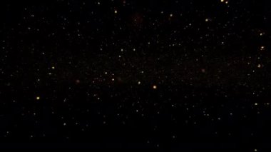 Soyut titreşimli ışıltı parçacıkları siyah arkaplan animasyonuna düşüyor. 4K 3D ateşli turuncu parlayan kor yanan kül parçacıklarının animasyonu. 