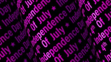 4th Of July Indepence Day  animation 3D magenta pink text tube seamless loop animation on black background. 4k looping background for Movie Trailer, Music Teaser, Intro Video, Outro, Show Promotion presentation.