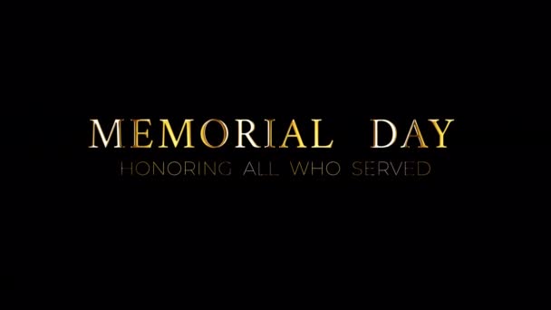 Memorial Day Golden Word Title Illustration Isolated Word Isolated Using — 비디오