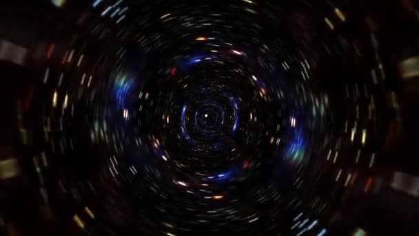 Abstract Dark Digital Multicolored Hyperspace Warp Tunnel Time Space Animation — Stock videók