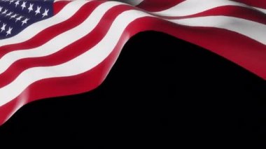 The USA 4th of July National flag waving in wind texture, American flag. 4K 3D Grunge US flag video waving in wind rendering isolated transparent with alpha channel Quicktime prores 4444.