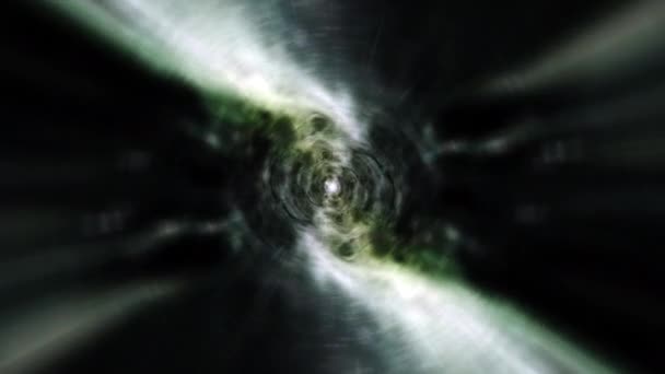 概要科学技術グランジグリーン宇宙雲トンネルワームホール背景 ワームホールタイムトンネルを介して宇宙旅行 3Dシームレスループ 無限のサイバー技術渦渦の流れVjループアニメーション — ストック動画
