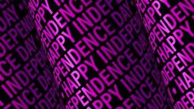 Happy Indepence Day  animation 3D magenta pink text tube seamless loop animation on black background. 4k looping background for Movie Trailer, Music Teaser, Intro Video, Outro, Show Promotion presentation.