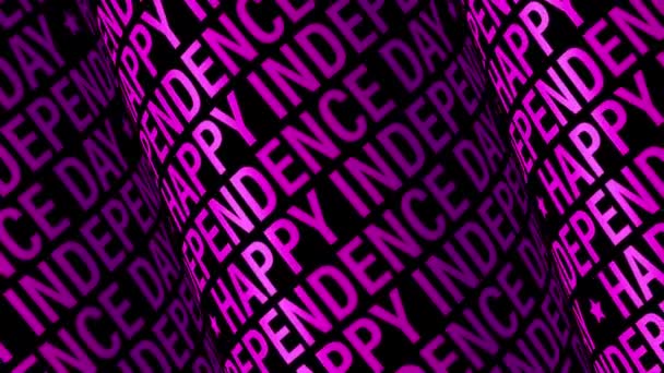 Happy Indepence Day Animation Magenta Pink Text Tube Seamless Loop — Wideo stockowe