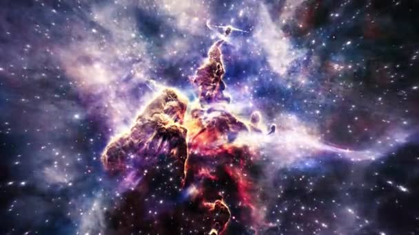 Carina Nebula Viagem Espacial Exploração Espaço Profundo Flight Pilar Gás — Vídeo de Stock