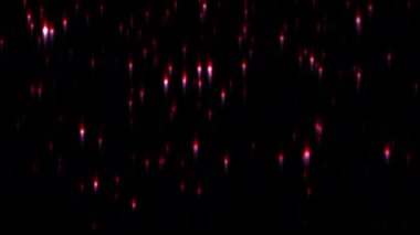 Parlak pembe kırmızı parçacıklar siyah arkaplana düşer. 4K 3D kırmızı pembe parlayan dijital animasyon 