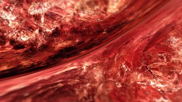 Grunge Red Alien Planet 텍스처와 우주를 배경으로 탐사는 공간에서 표면을 — 비디오