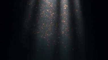 Siyah zemin üzerinde parlayan yıldız parıltısı parçacıkları bulunan soyut aydınlatma ışığı etkinlik evlilik yıldönümü kutlamaları için zemin temalı 4K simli partiküller