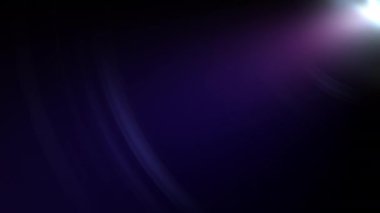 Sağ üst optik parlak lens döngüsü koyu mavi arka planda ışık saçar. 4K güzel beyaz spot ışıkları sağ üstte hareket ediyor. proje ekran örtüsü etkisi için. 