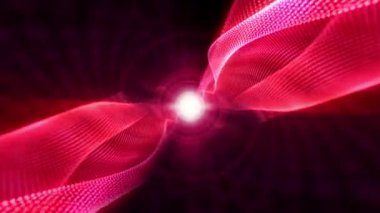 Soyut ışıldayan pembe tel örgü girdap tüneli ve merkez optik ışık titreşimi. 4K 3D fütüristik örgü tünel vj dikişsiz döngü. Bilimkurgu matrisinin parlayan dönen tünelinden uç.