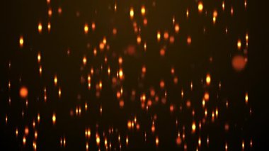 Soyut döngü birçok parlak altın parçacıkları siyah arka planda süzülür 4K 3D kusursuz döngü animasyonu. Kış tatili konsepti, Mutlu Noeller, yeni yıl, düğün, kutlama