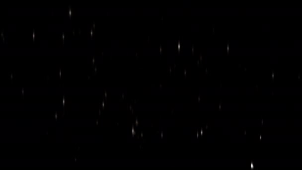 抽象的な背景ちらつきの白い粒子は黒い背景に浮かび上がっています 3Dシームレスループアニメーション 冬の休日の背景の概念 メリークリスマス 結婚式 お祝い — ストック動画
