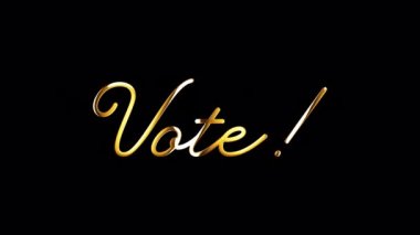 VOTE kelime altın metin hafif hareket animasyon element etkisi ile. 4K pürüzsüz döngü Quicktime Apple 444 kullanarak alfa kanallı şeffaf video animasyon metni. 