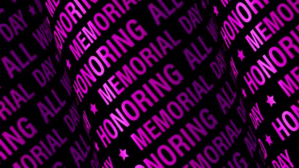 Memorial Day Honoring All Who Served Animation Magenta Rosa Text — Stockvideo