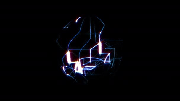 Анотація Цифрова Блискуча Сфера Куля Спінінг Чорному Тлі Вінтажний Ретро — стокове відео
