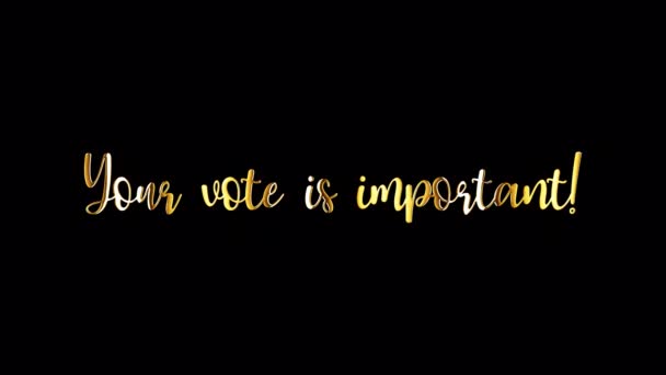 Your Vote Important Golden Text Light Motion Animation Element Effect — Stock Video