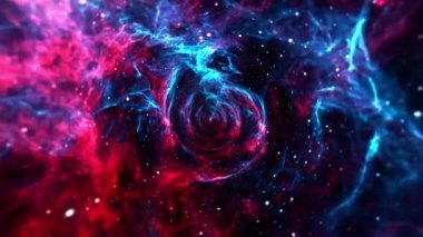 Soyut yıldızlar arası uçuş, mavi kırmızı yıldızlı hiper uzay sıçraması Warp4K 3D Kusursuz Döngüsüz Hiper Tünel veya Solucan deliği Bilimi Dijital Arkaplanı. Tekillik, yerçekimi dalgası