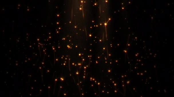 环路运动图形光学闪焰金光闪闪顶部与发光橙色颗粒小径流上黑色背景 无缝循环动画 寒假背景概念 圣诞快乐 — 图库视频影像