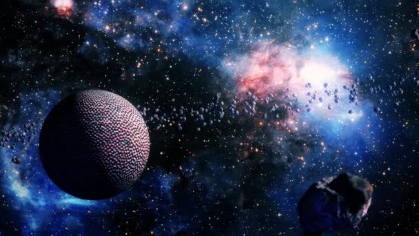 Αφηρημένη Επιστήμη Εξερεύνηση Εξωγήινων Πλανητών Στο Διάστημα Προς Τον Αστραφτερό — Αρχείο Βίντεο