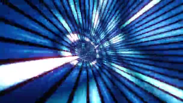 Abstract Blauw Digitaal Vliegende Lijnen Beweging Verlicht Lichteffect Tunnel Hyperspeed — Stockvideo
