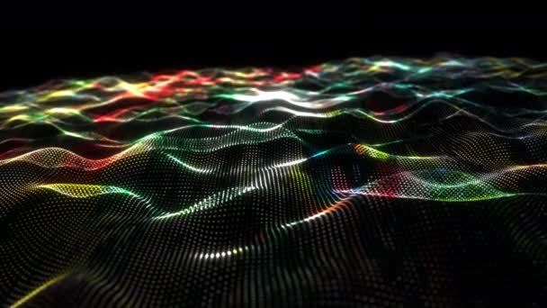 Lingkaran Mulus Abstrak Dari Partikel Futuristik Warna Warni Partikel Digital — Stok Video