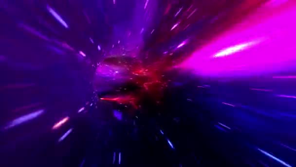 Abstract Purple Red Blue Hyperspace Warp Tunnel Time Space Animation — Stock Video