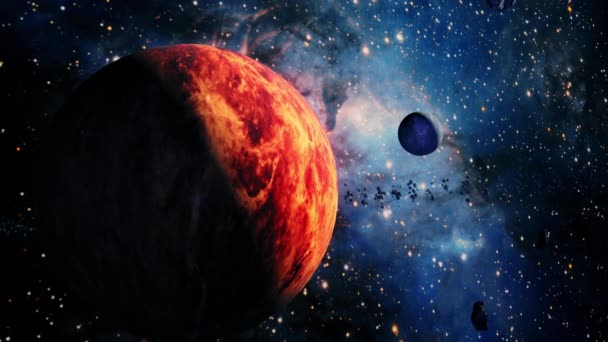 Αφηρημένη Επιστήμη Εξερεύνηση Εξωγήινων Πλανητών Στο Διάστημα Προς Τον Αστραφτερό — Αρχείο Βίντεο