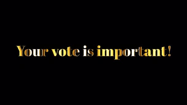 Voto Importante Texto Dorado Con Efecto Elemento Animación Movimiento Luz — Vídeos de Stock