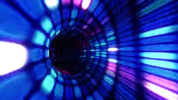 超速隧道中的蓝色 红色数字飞行线路运动及照明效果 未来霓虹灯背景 超数字发光线 激光束 4K三维无缝回路 — 图库视频影像