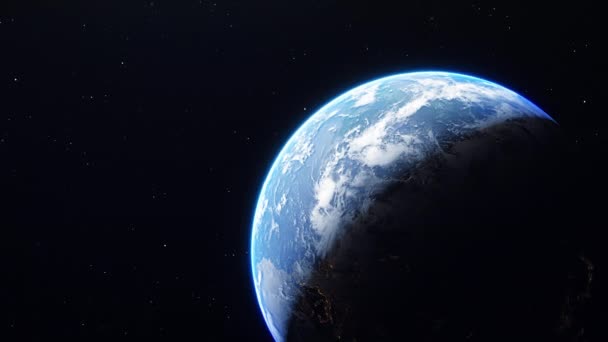 Space View Earth Realistic Glow Star Partticles Galaxy Animation Earth — Stock Video