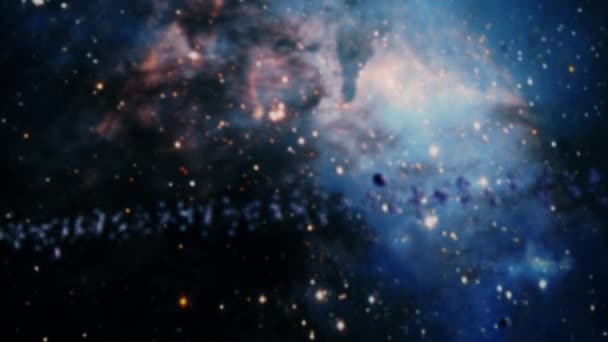 Exploração Espacial Turva Através Espaço Exterior Direção Galáxia Central Forma — Vídeo de Stock