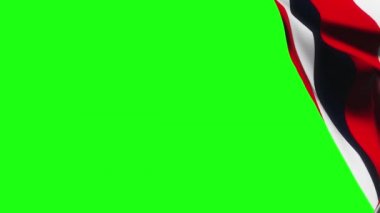 Sınır kırmızı beyaz bayrak döngüsü yeşil ekran arka planında rüzgar dokusunda dalgalanıyor. Rüzgarda dalgalanan bayrak videosu