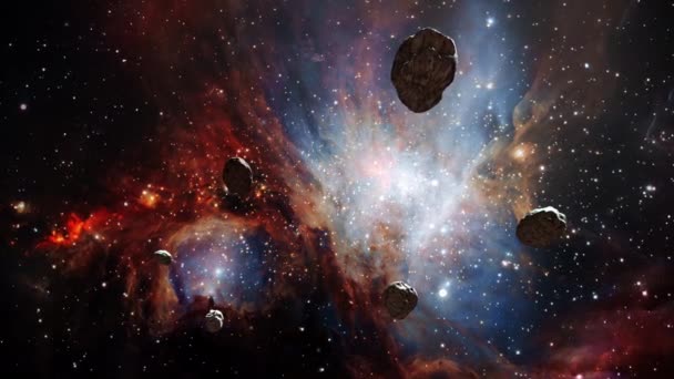 Космический Запах Абстрактных Космических Скал Пространстве Туманности Ориона Анимация Пролета — стоковое видео