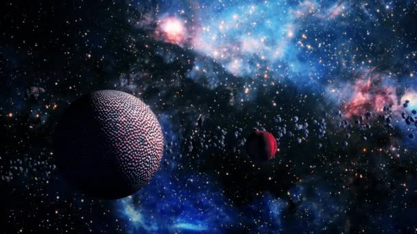 Escena Abstracta Exploración Planetas Alienígenas Través Del Espacio Exterior Hacia — Vídeo de stock