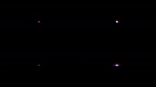 4明るい光学レンズフレアライトちらつきセットパックの中心に黒の背景映像用シネマティックトレーラーバースト光フレア背景または背景 — ストック動画