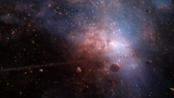 Exploração Galáxias Cedência Espacial Turva Através Espaço Exterior Direção Galáxia — Vídeo de Stock