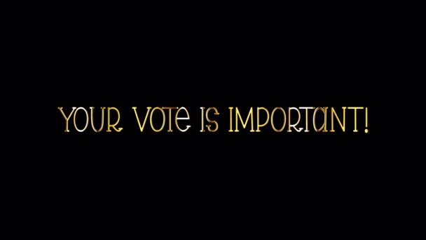 Voto Importante Texto Dorado Con Efecto Elemento Animación Movimiento Luz — Vídeos de Stock