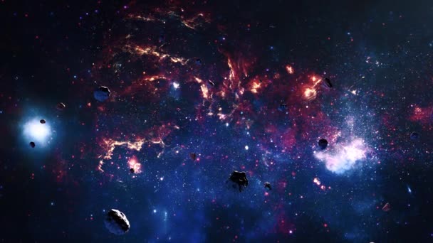 Galaxis Űrrepülés Felfedező Űrszikla Illat Pia12348 Hurok Animáció Repülő Keresztül — Stock videók