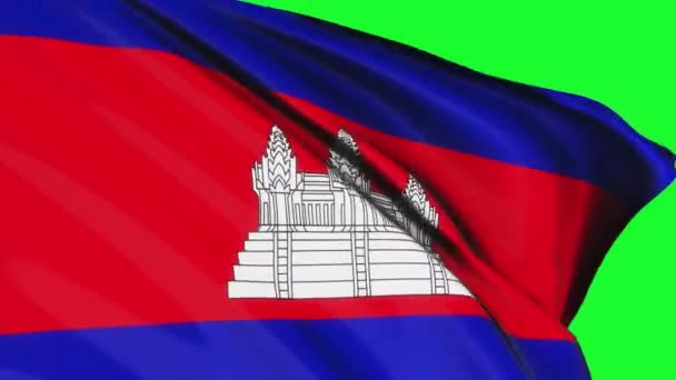 Loop Cambodia Flag Waving Green Screen Background Cambodia Flag Video — Stock Video