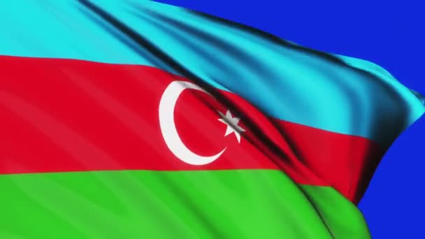 Loop Van Azerbeidzjan Vlag Zwaaien Blauwe Scherm Textuur Achtergrond Azerbeidzjan — Stockvideo