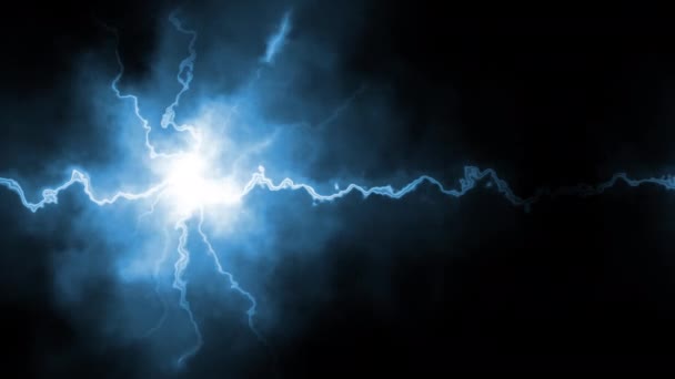 Abstrakte Bewegungshintergrundanimation Leuchtende Teilchen Blauer Elektrischer Blitzlichtfunken Mit Leuchtenden Magischen — Stockvideo