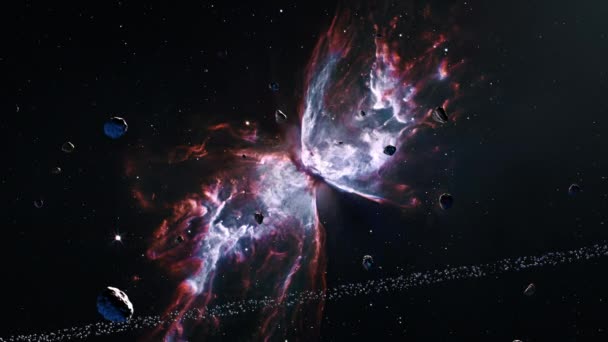 Ngc6302 Galaksi Uzay Keşfi Uzay Kayası Parlayan Nebula Bulutlar Yıldız — Stok video